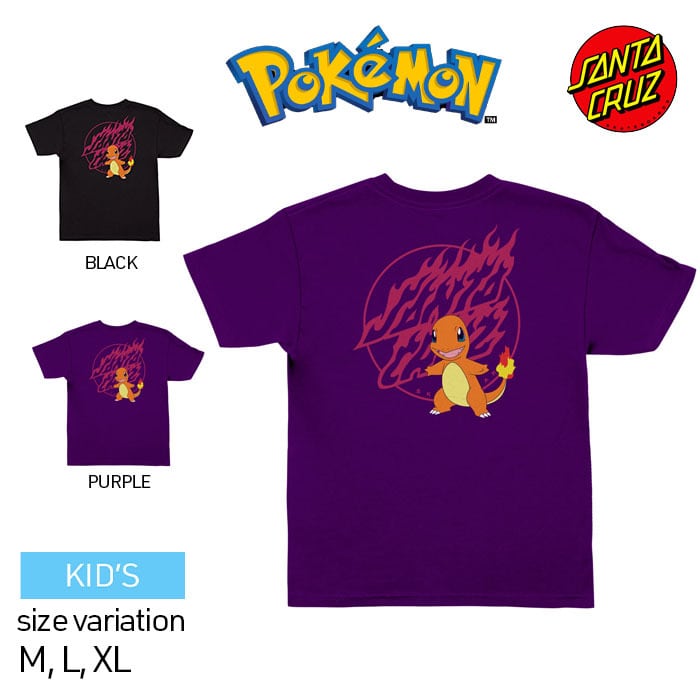 POKEMON SANTA CRUZ Pokemon FIRE TYPE1 ポケモン サンタクルーズ TEE Tシャツ 半袖 スケボー アパレル  SKATEBOARD キッズ 子供