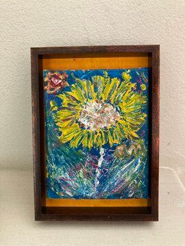 ☆一点もの☆原画ミニ油絵10cm四方】南フランスのベッキーちゃんと