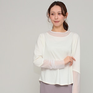 【一点投入で旬顔】 チュールコンビ・レイヤードシアートップス ‐ LER-2632 オフ ‐