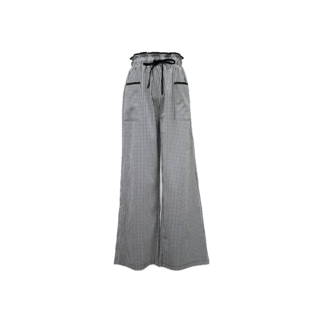 Gingham straight relax pants