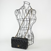 CHANEL シャネル マトラッセ ラムスキン シングルフラップ シングルチェーンバッグ ダイアナフラップ ブラック ゴールド金具 2番台