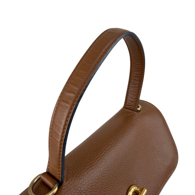 CELINE セリーヌ ショルダーバッグ ブラウン マンテル レザー 2WAY ハンドバッグ vintage ヴィンテージ オールド p67n53