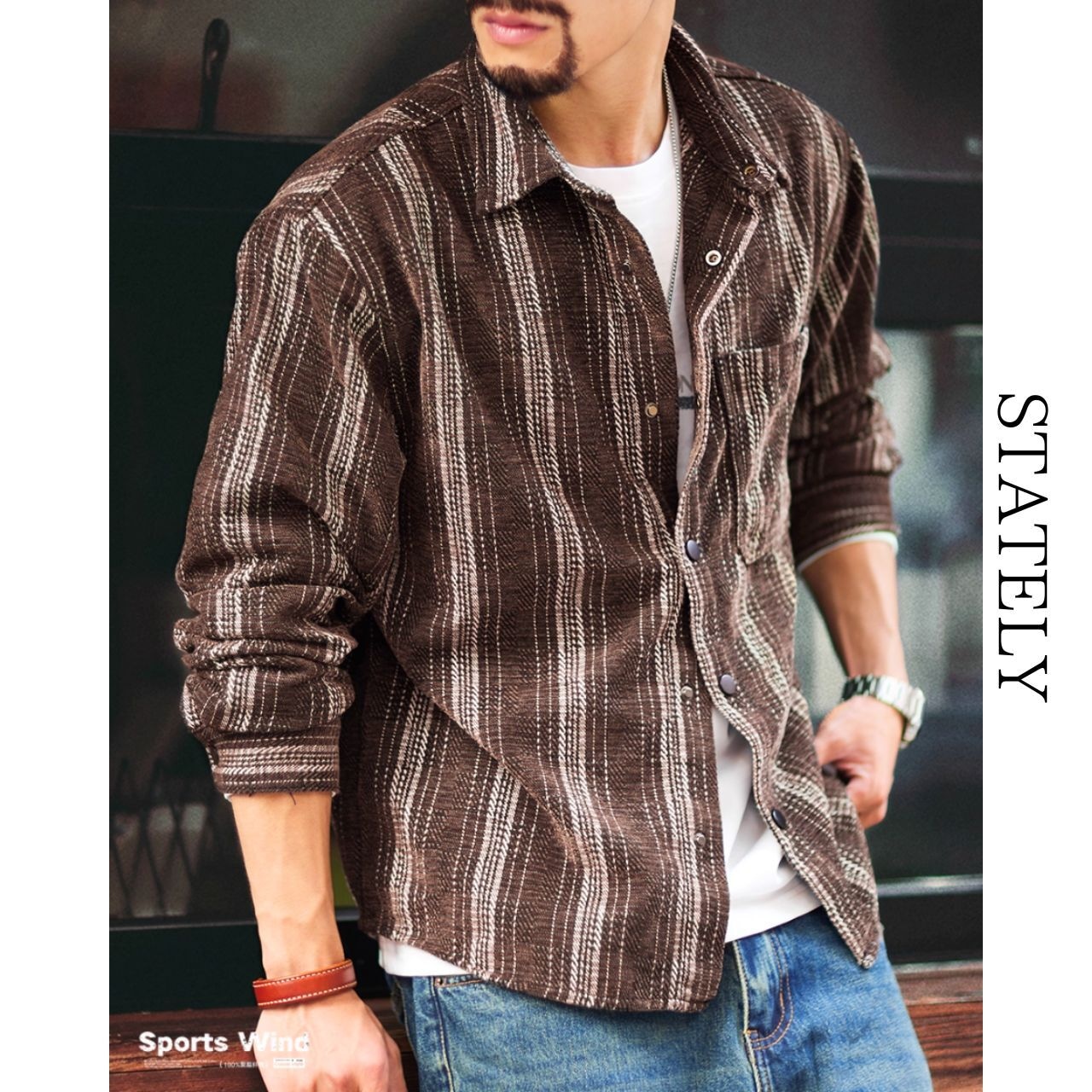 ヴィンテージ調ストライプシャツ /2color_T224・画像2