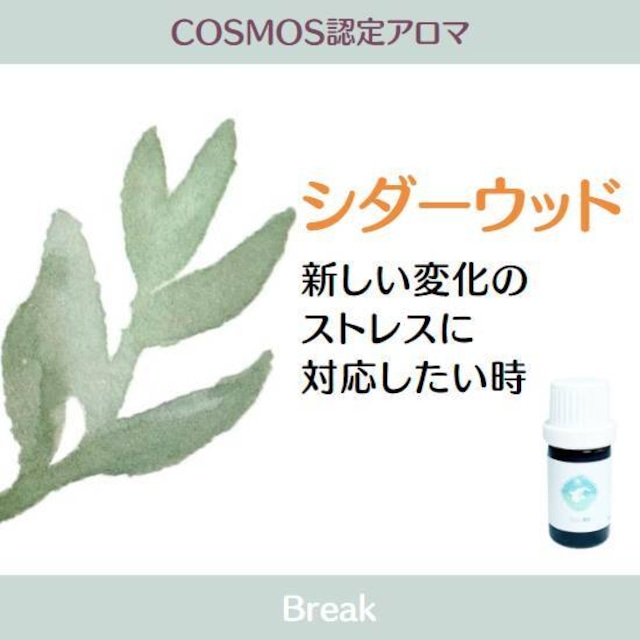 COSMOS認定精油　アトラスシダーウッド精油　5ml　(オーガニック:COSMOS Certified)　クリアな木の香り