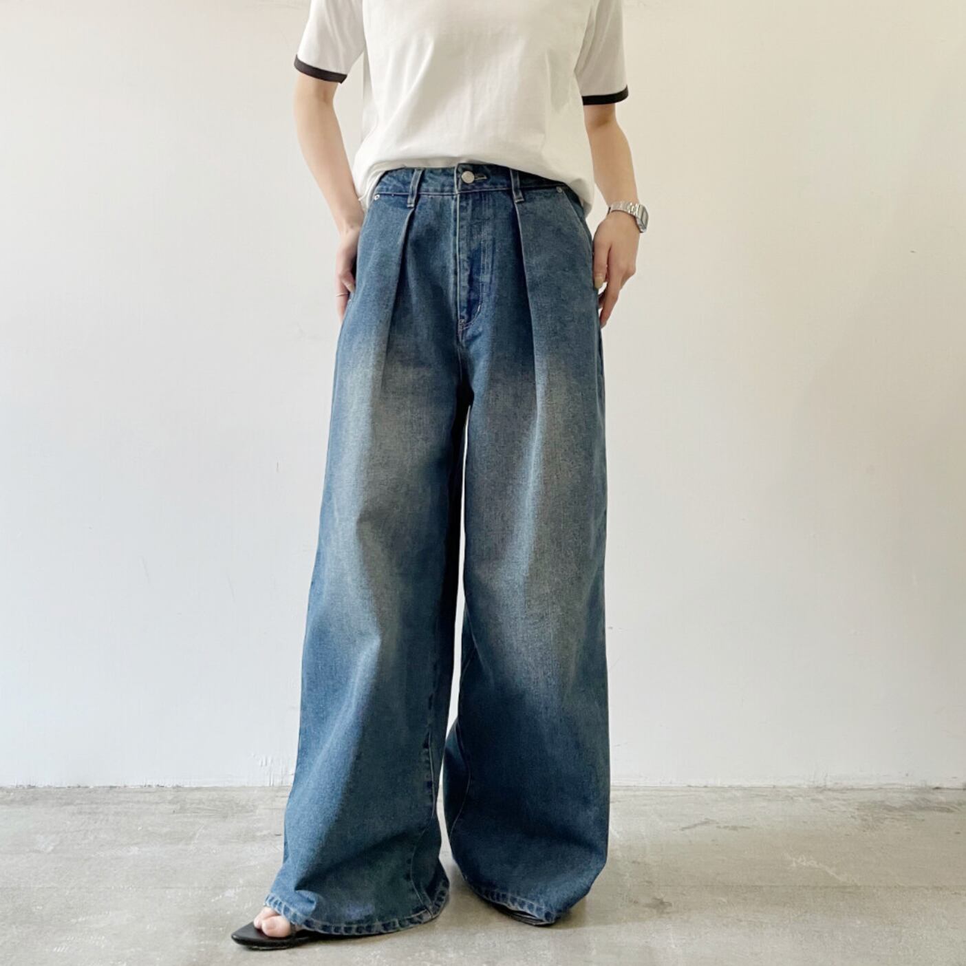 ナンバーミーTOKYO"DENIM WIDE PANTS"BLUE