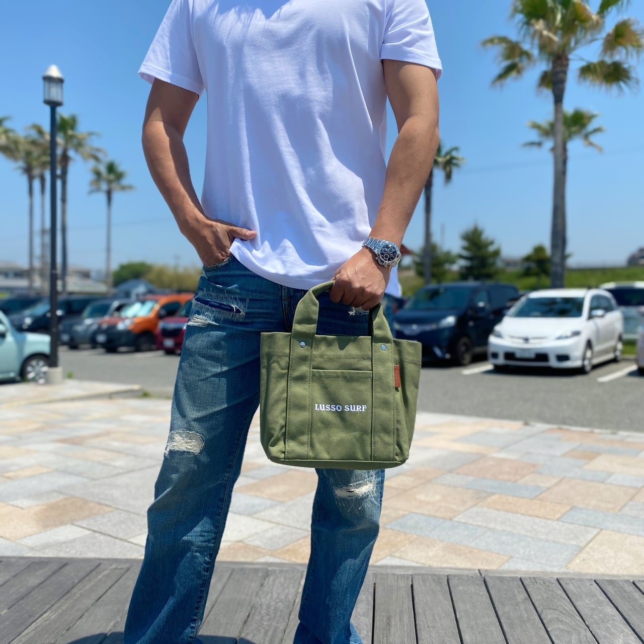 Multi Pocket Tote bag【Khaki】 | LUSSO SURF
