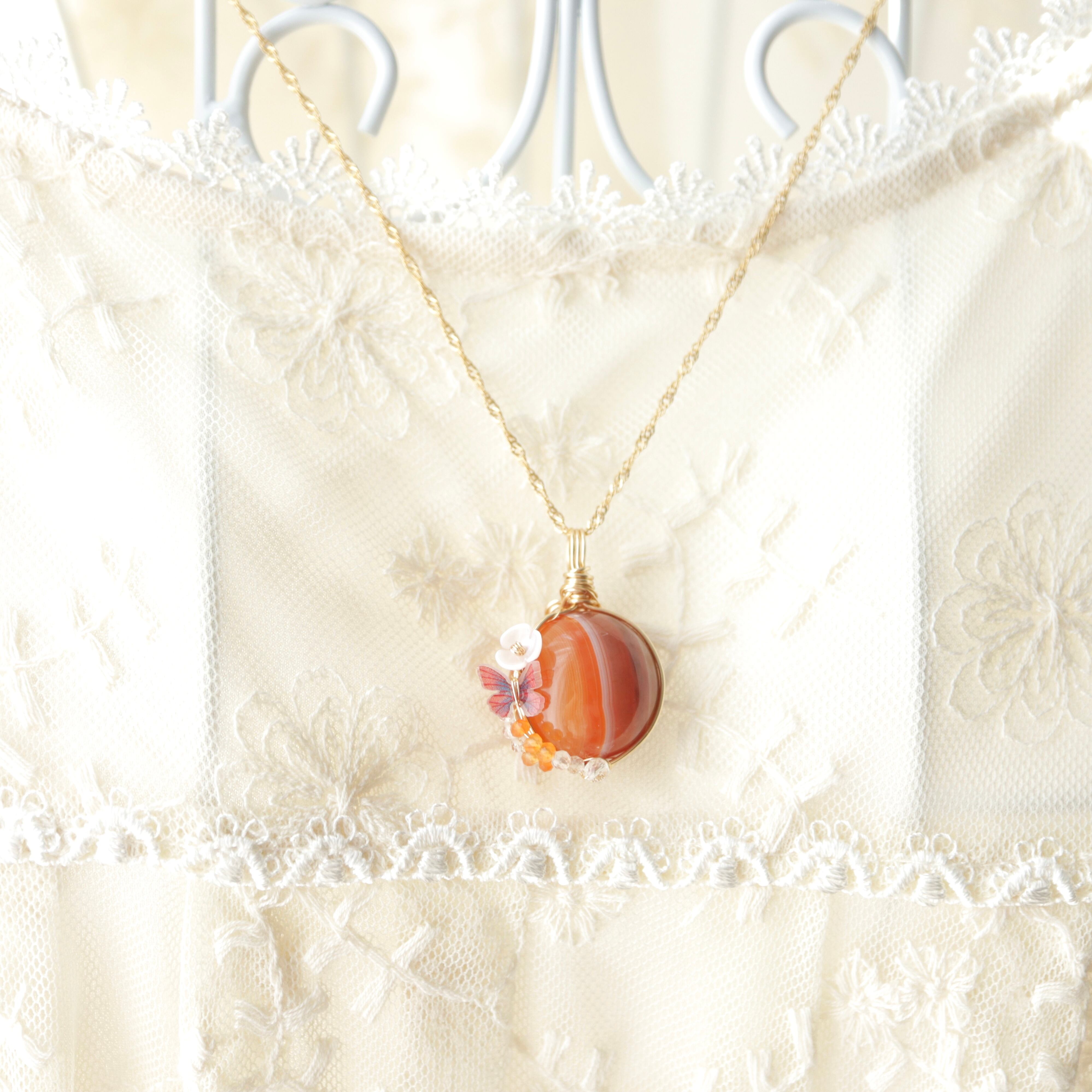 1点もの カーネリアン サードニクススフィア ワイヤーラッピング