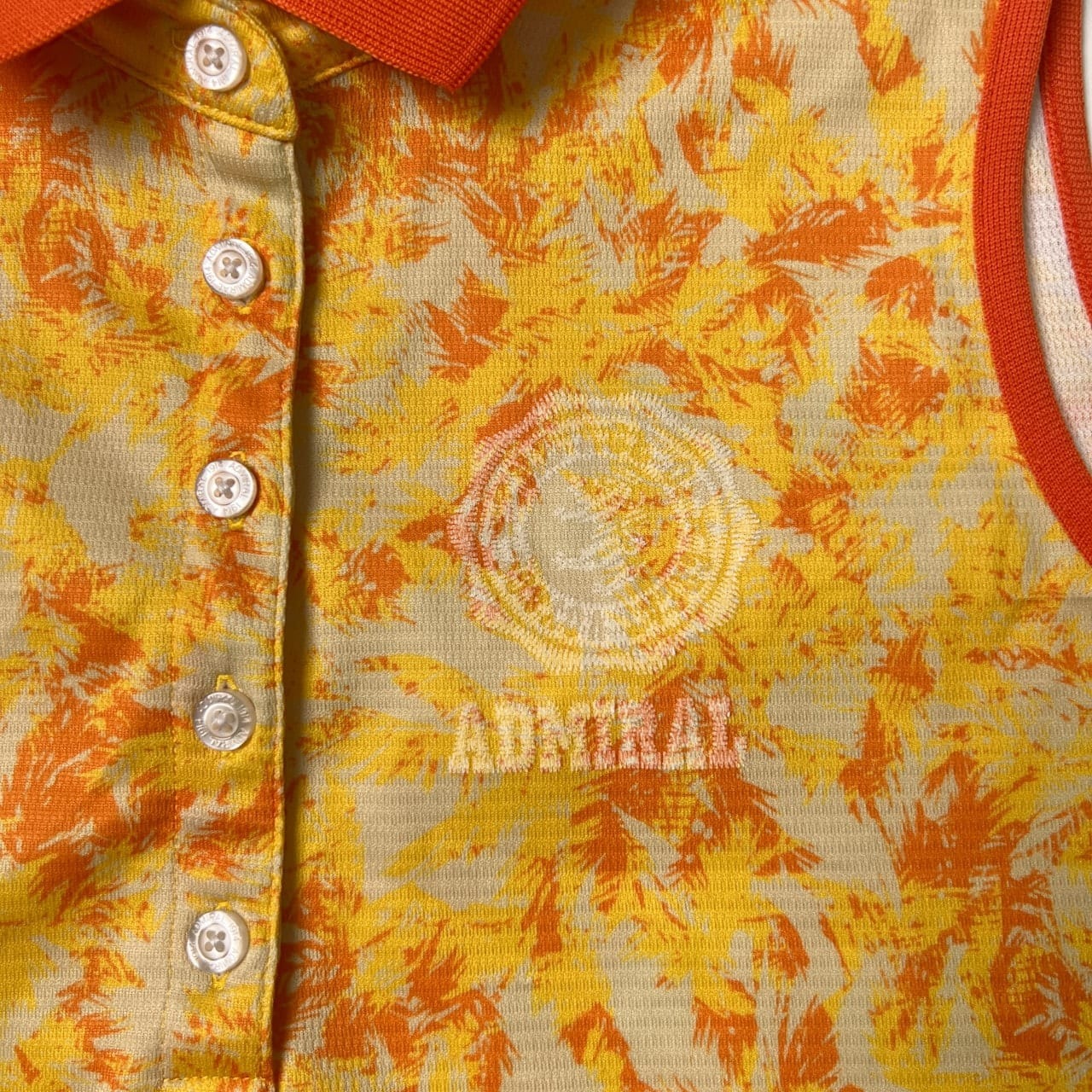 Admiral アドミラル ゴルフ 総柄 ドライ ノースリーブ ポロシャツ L/オレンジ