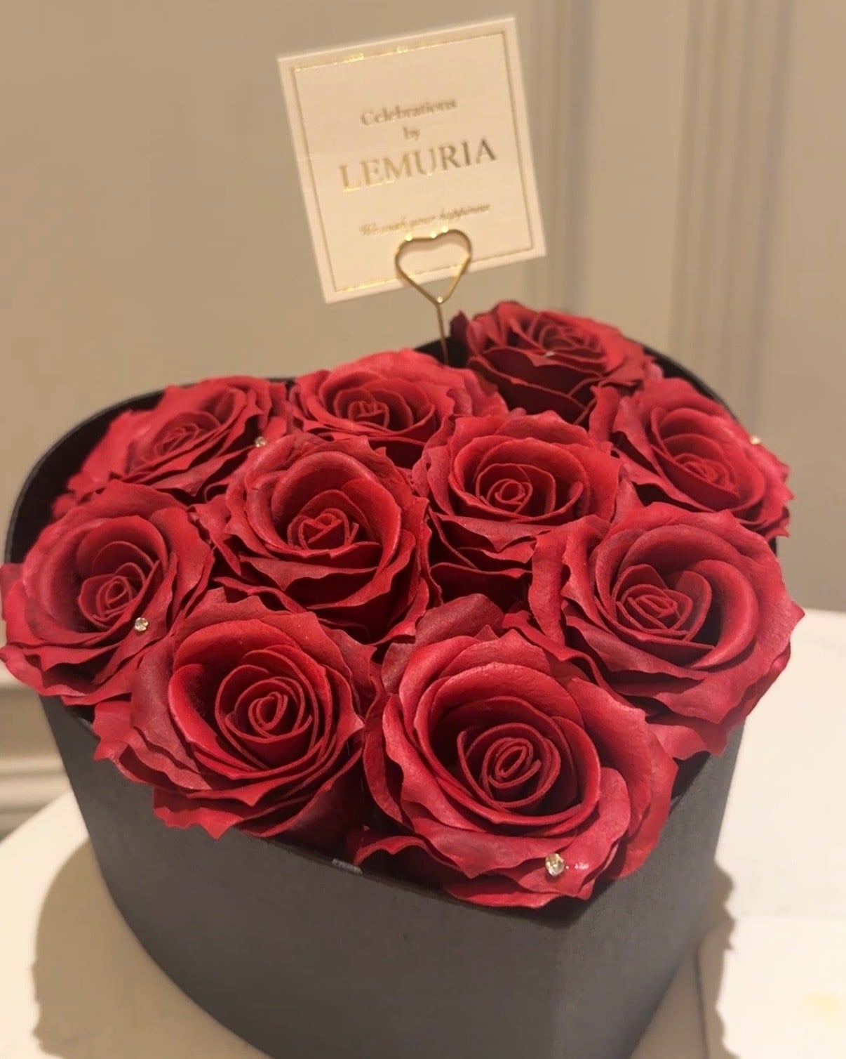 レッドプリンセスハートボックスブーケ／Red Princess Heart Box