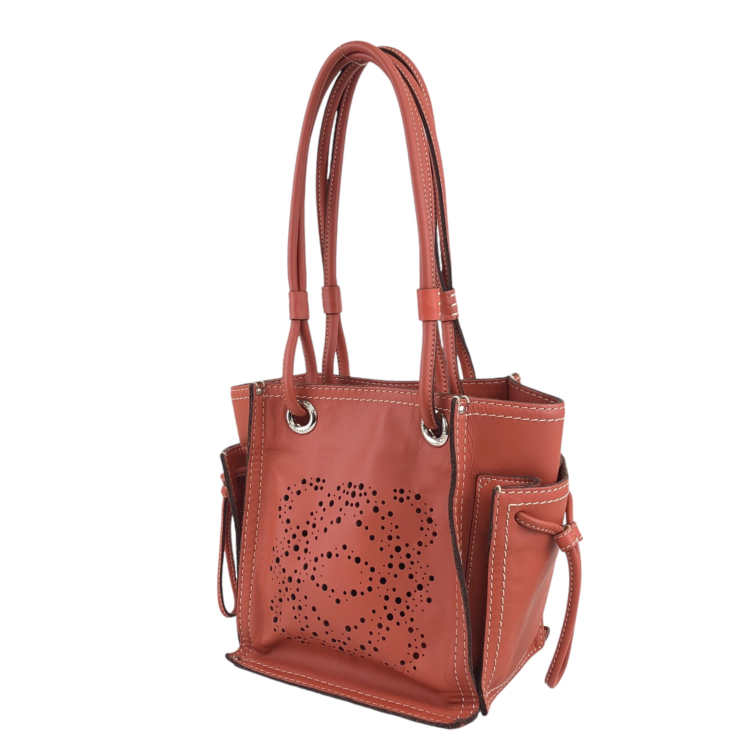 LOEWE ロエベ ハンドバッグ レッドブラウン アナグラム レザー vintage
