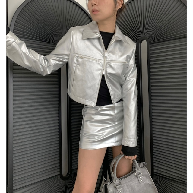 [ONMIND] shine leather jacket 正規品 韓国ブランド 韓国ファッション 韓国代行 ジャケット