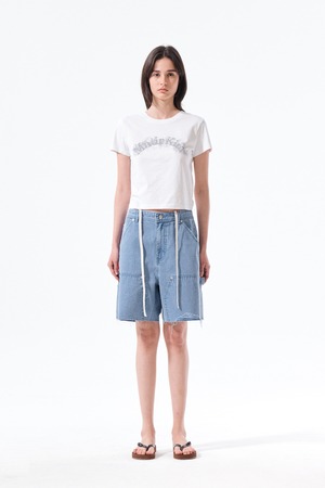 5/1発送 [Matin Kim] HERINGBONE RAW CUT DENIM SHORTS IN LIGHT BLUE 正規品 韓国ブランド 韓国通販 韓国代行 韓国ファッション マーティンキム matinkim 日本 店舗