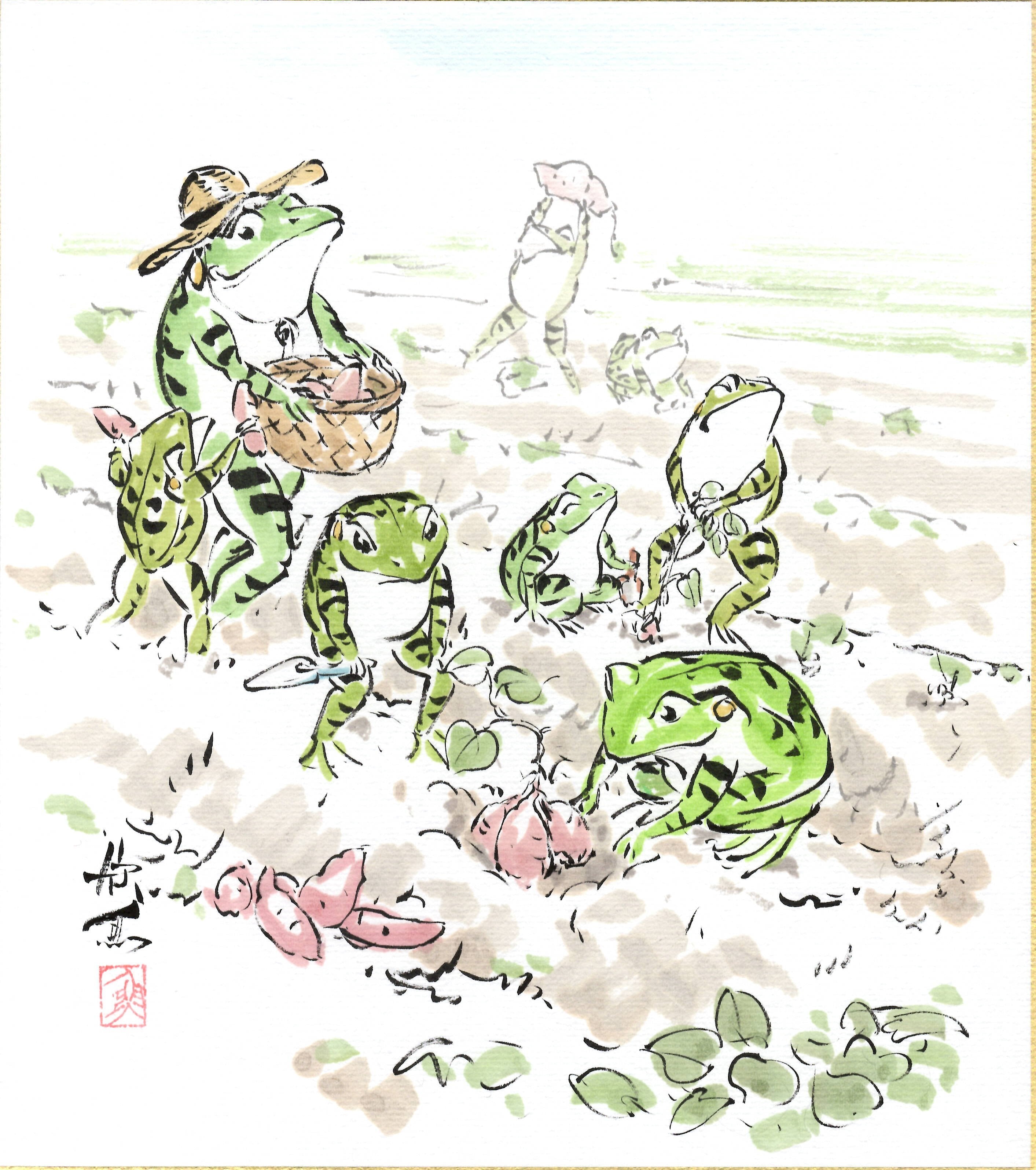 西村欣魚「紅葉雀」色紙絵 | 吉村唐木店 WEBSHOP