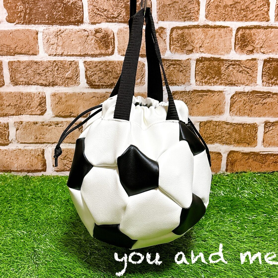サッカーボールバッグ 合皮 巾着バッグ サッカーボール型 サッカー 