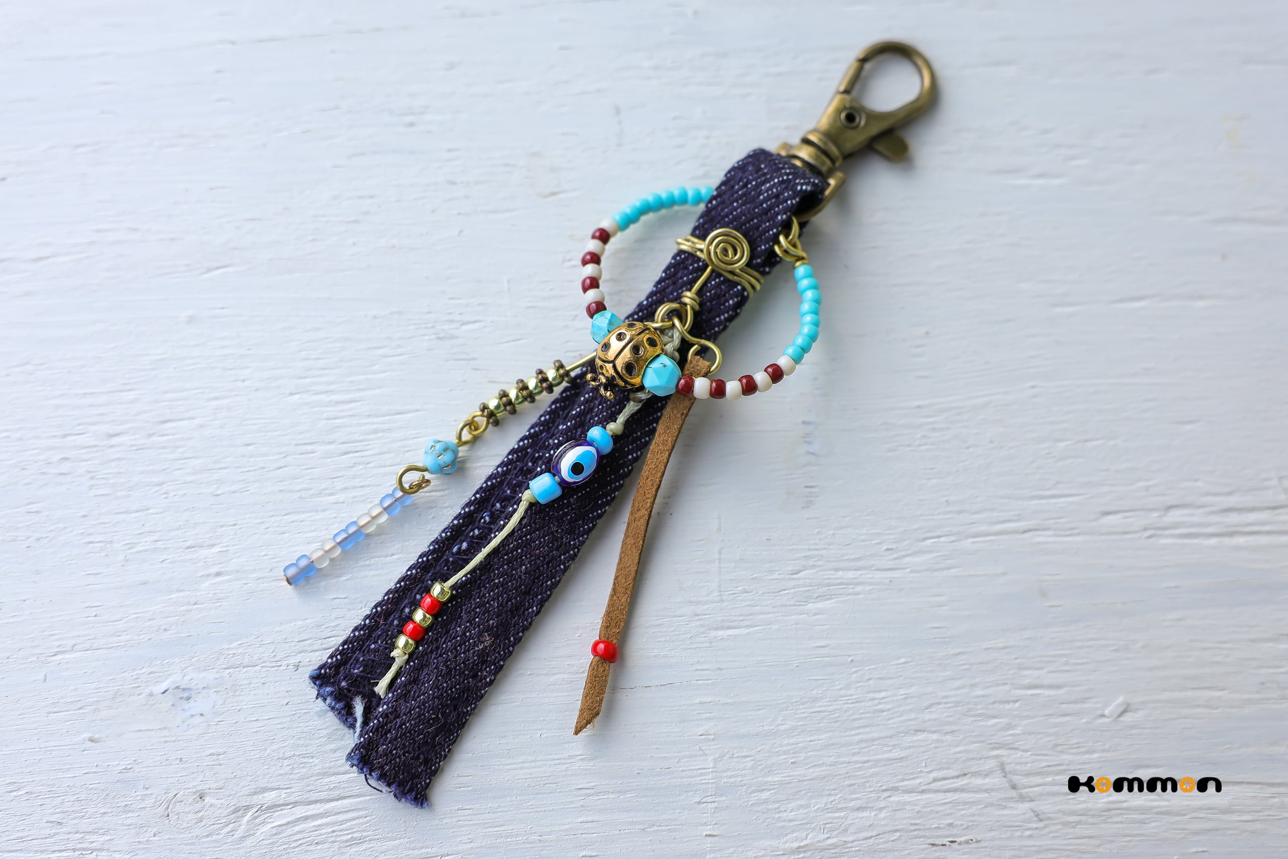 てんとうなし＆倉敷デニムのチャーム［ターコイズ］青 | Kommon