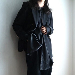 【Set A】"サテン" beautiful button band collar full pattern design long shirt