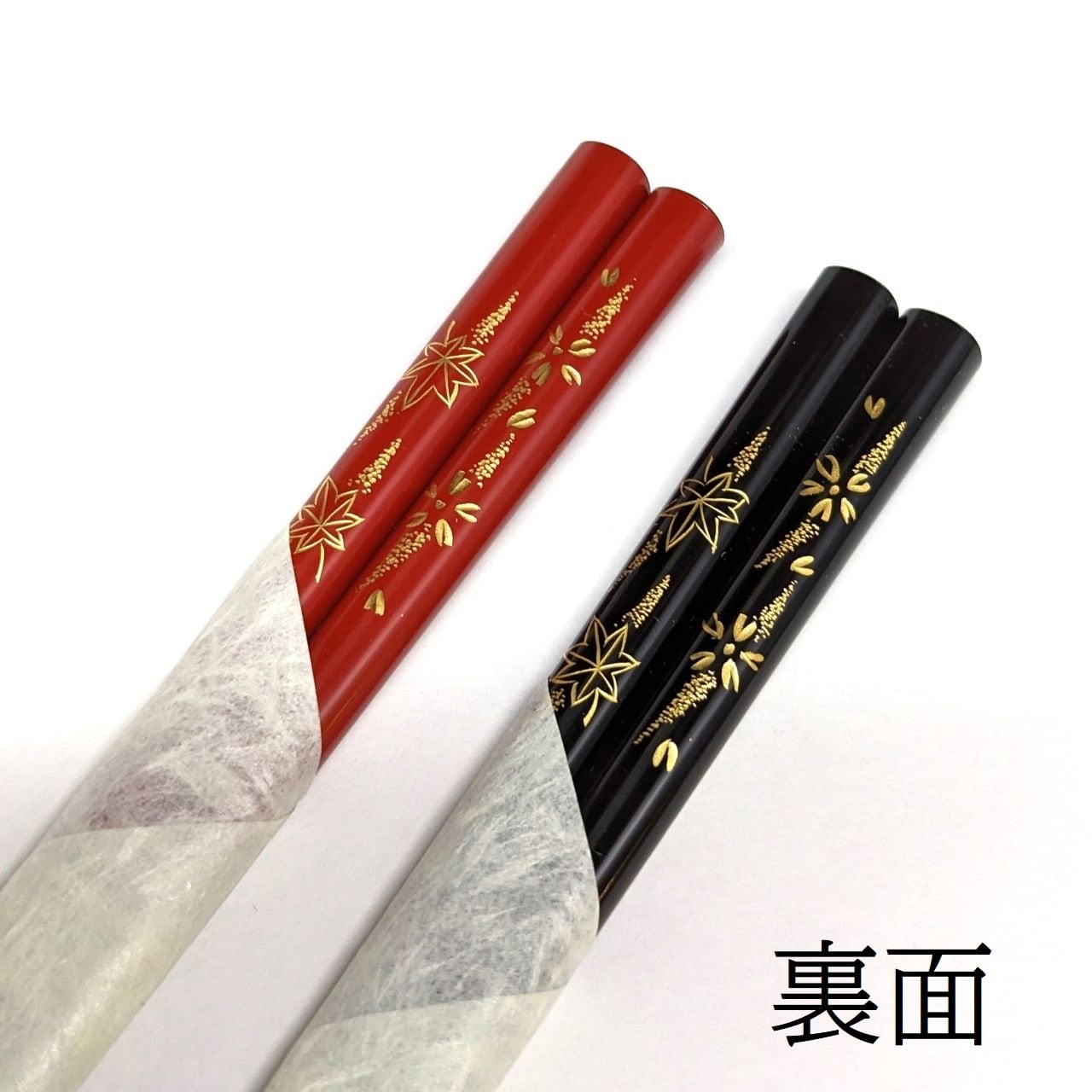 輪島漆箸 化粧箱二膳入 手彫両面沈金 春秋 | 創作漆器 金沢わこう