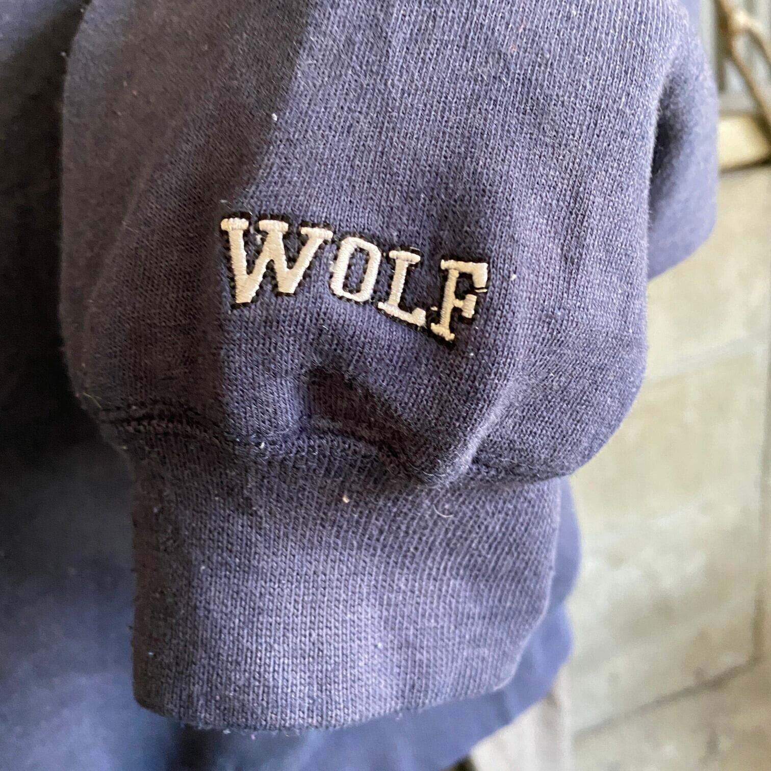 《USA製》WOLF☆スウェット  XL 刺繍デカロゴ グレー