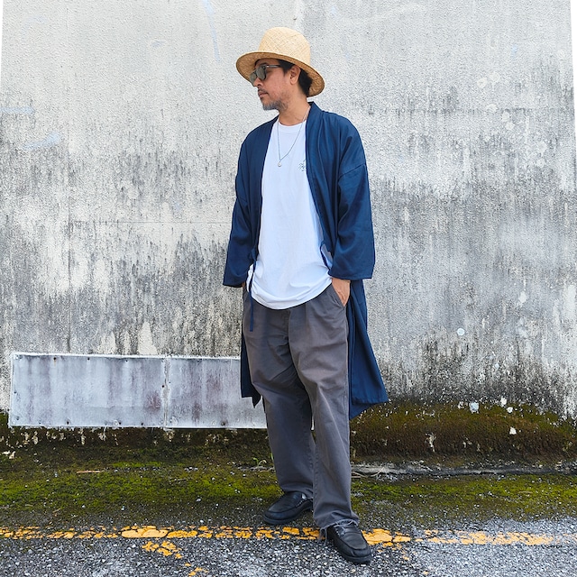 【 THE SAME A COTTONLINEN 】 ロング丈 作務衣  濃紺 ネイビー ヘビーオックス ライトジャケット カーディガン アウター ストリート アメカジ メンズ ユニセックス アウトドア  おしゃれ【fm-sameA-ctnlnn】