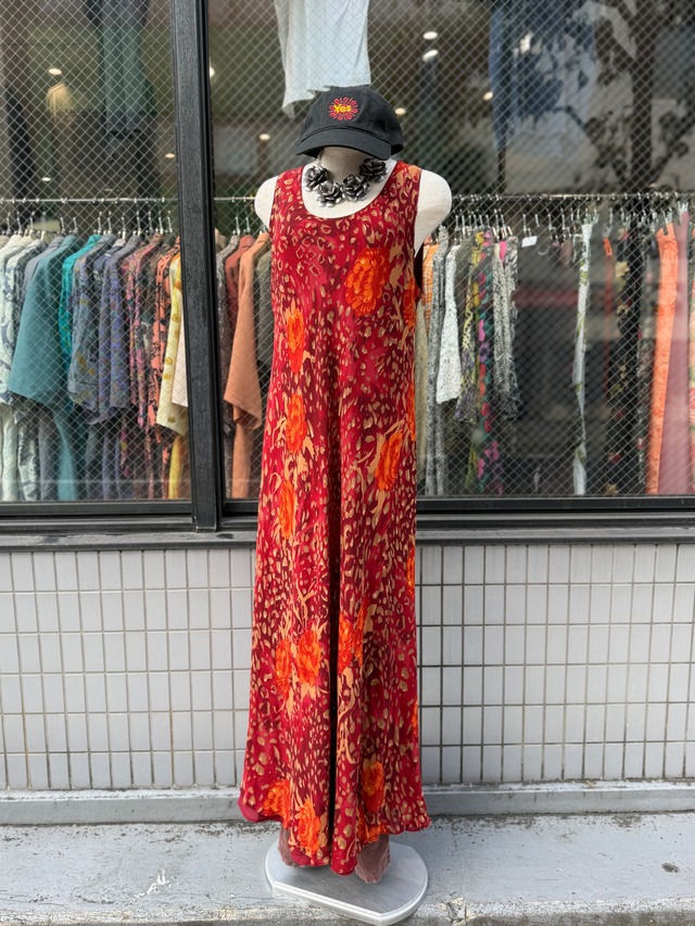 90’s Italy Made Floral Design Viscose Layered Dress