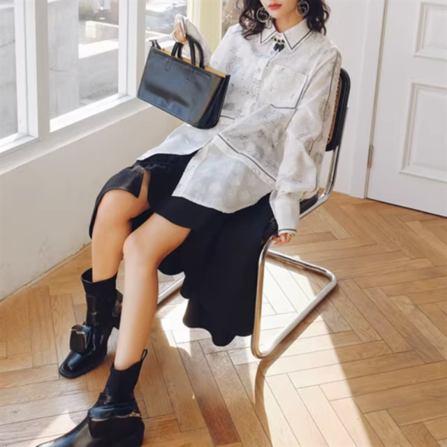 星座プリントルーズフィットシャツ 10553