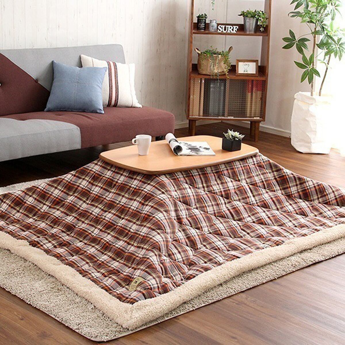 こたつテーブル長方形+布団 7色 2点セット おしゃれなアルダー材使用継ぎ足タイプ