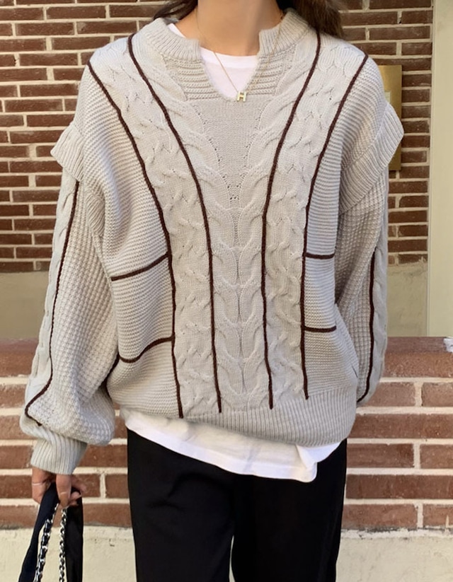 line pattern knit (beige)