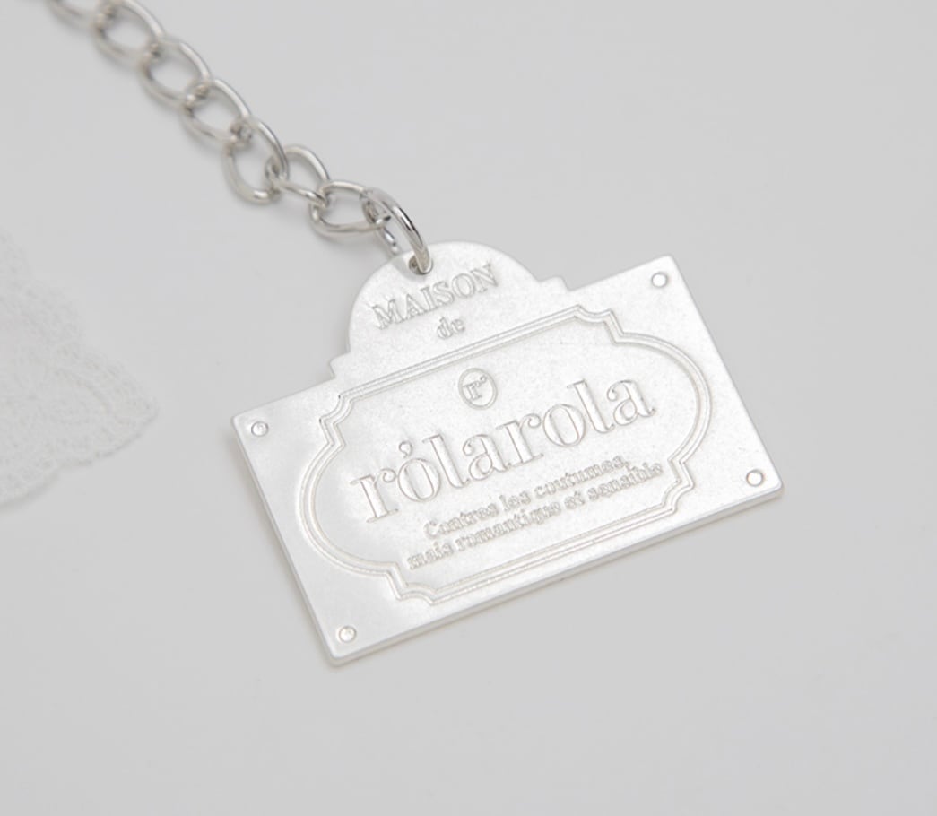 ROLAROLA] LACE LABEL CHAIN KEYRING SILVER 正規品 韓国