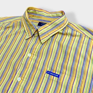 【U.S. POLO ASSN】ストライプシャツ 長袖シャツ カジュアルシャツ コットン イエロー マルチカラー 柄シャツ L ユーエスポロアッスン 春物 US古着