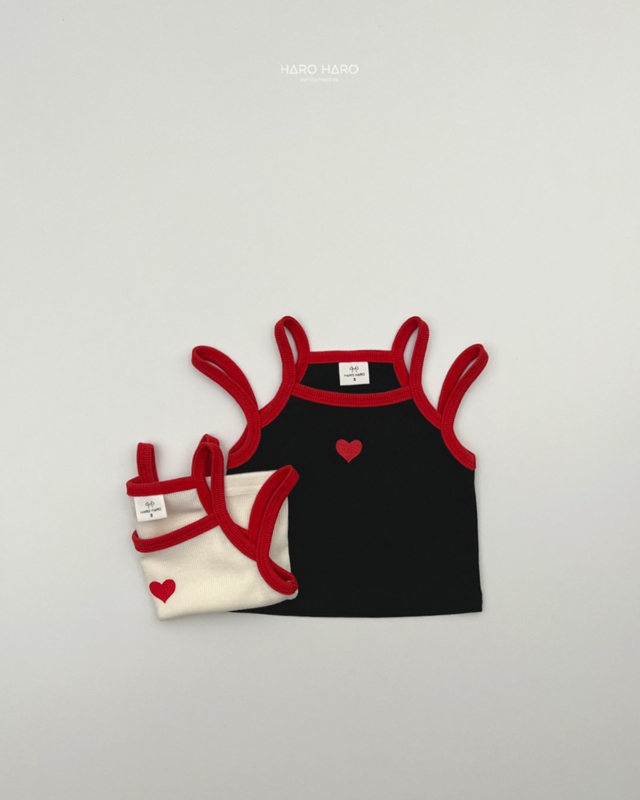 [HARO HARO] Heart Double Strap Sleeveless (2XL/3XL/4XL) / [하로하로] 하트더블끈나시 (2XL/3XL/4XL)