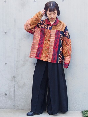 PATCHWORK EMBROIDERY DESIGN MIXED JACKET