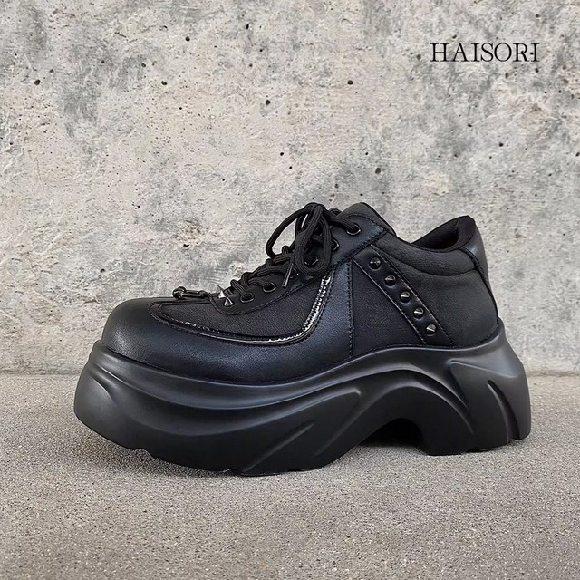 (NEW) Studded Platform Leather Sneakers