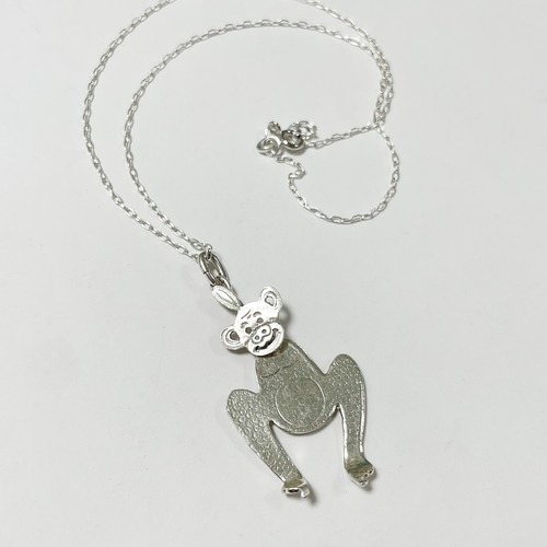 Vintage 925 Silver Moving Monkey Pendant Sterling Necklace