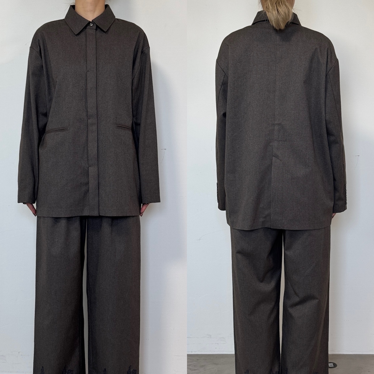 【受注予約:10月上旬入荷予定】フライフロント微起毛シャツJK/チャコールブラウン