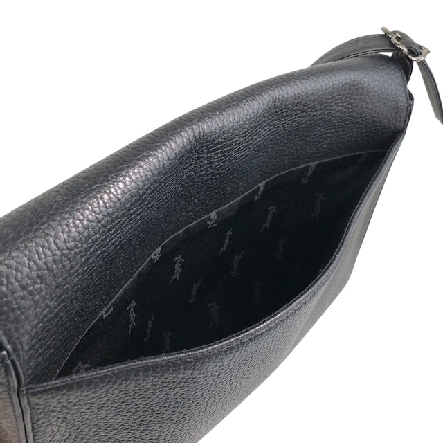 Yves Saint Laurent イヴ・サンローラン ショルダーバッグ ブラック ロゴ バックル レザー vintage ヴィンテージ オールド geb2iw