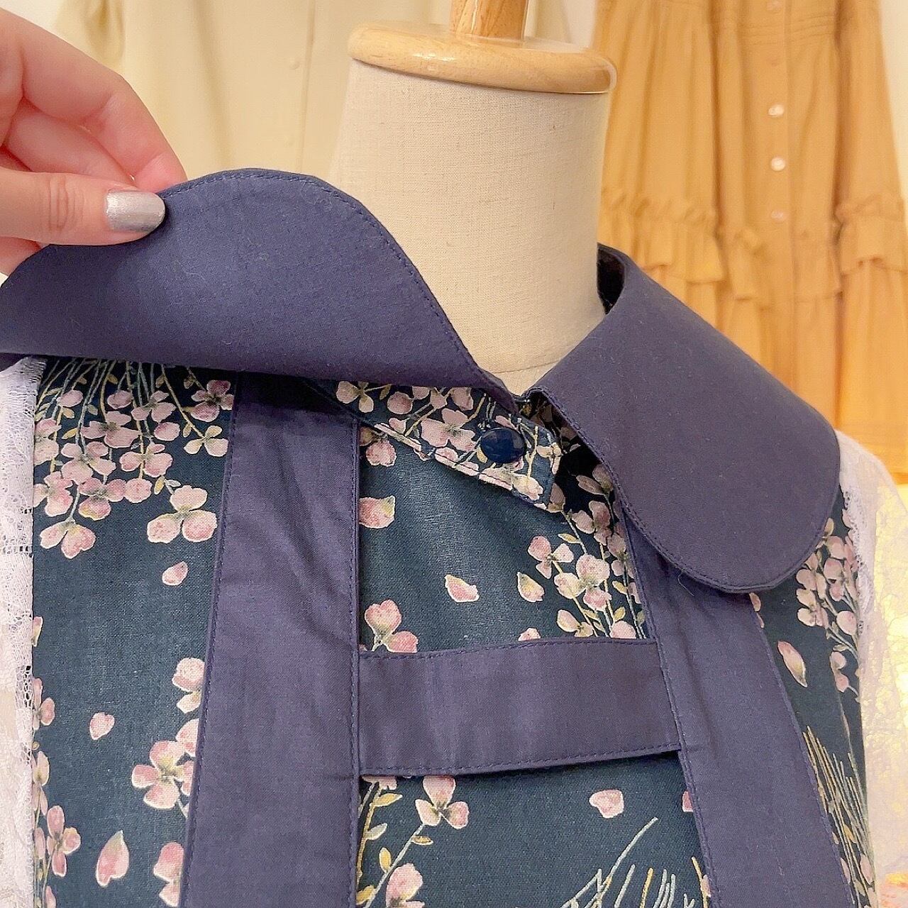 original item / attached flower harness one-piece , navy