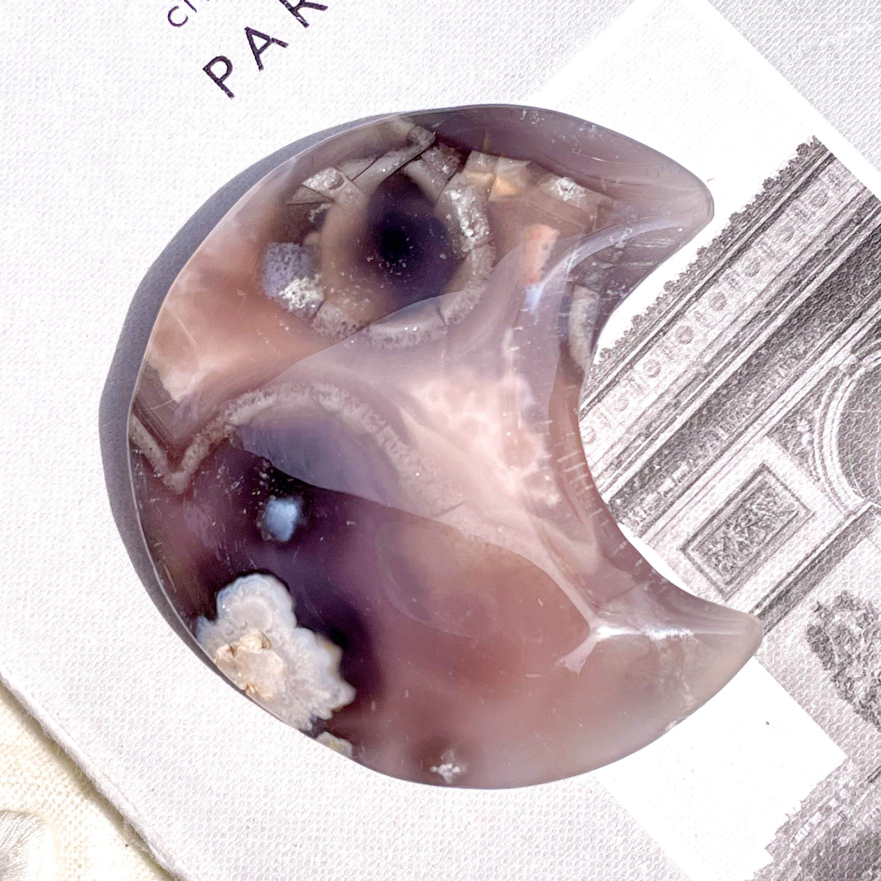 Black Flower Agate Moon 1 ✧ ブラックフラワーアゲート