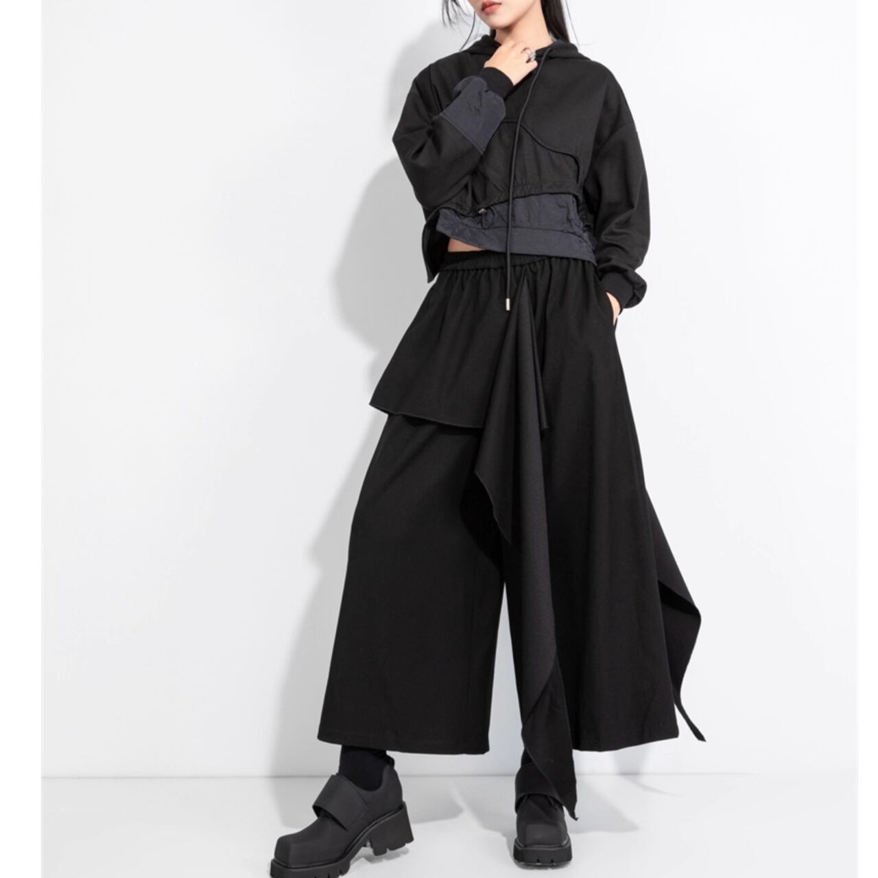 Asymmetrical Design Wide Leg Pants 00246