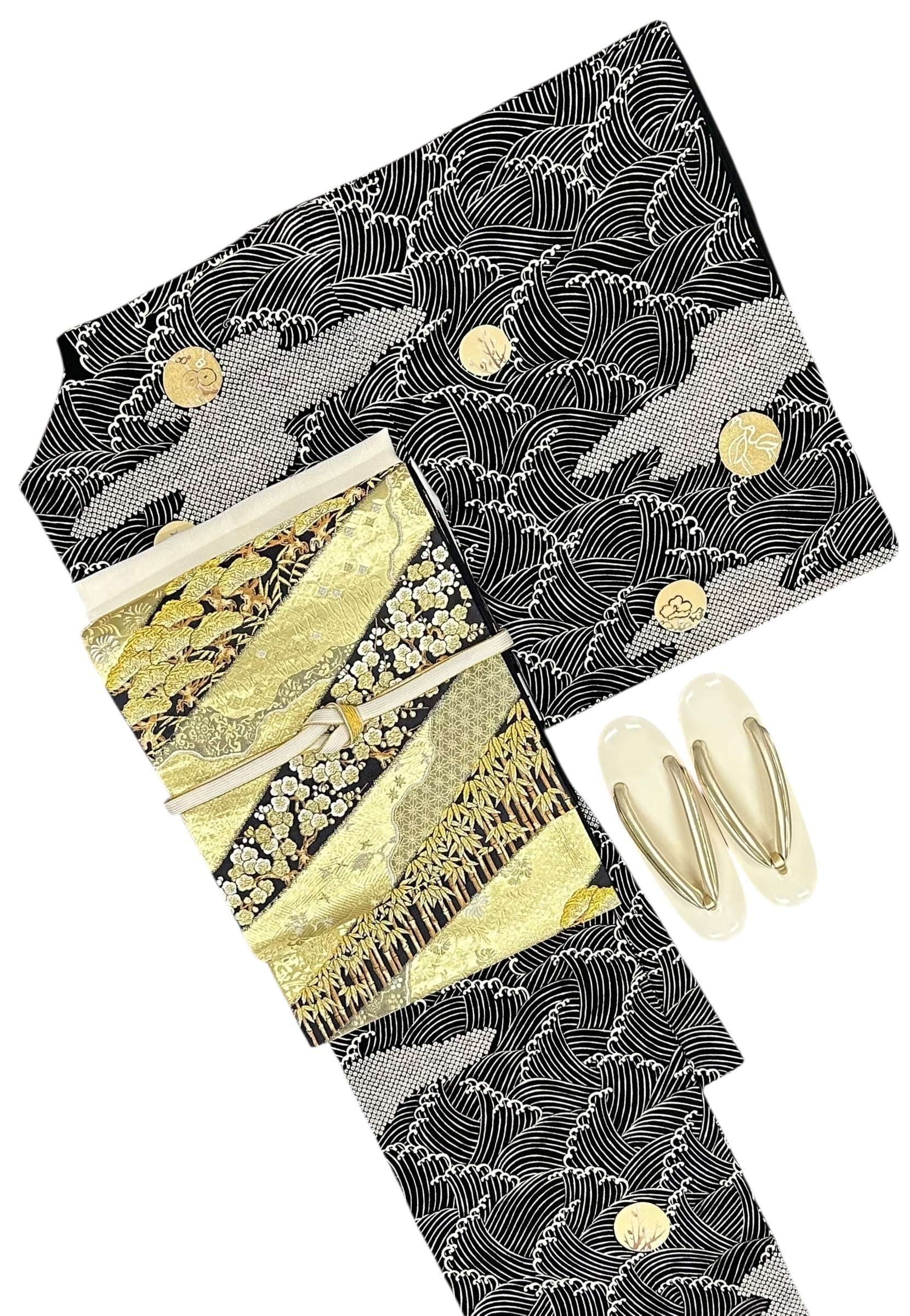 菊唐草 古代菊文様 サラッと柔らかな紬のお着物です トール裄