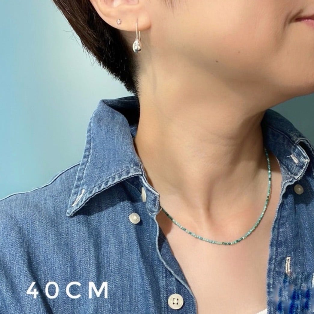 Lagoon Original 極小 ターコイズ ラウンド カット ネックレス 40/45