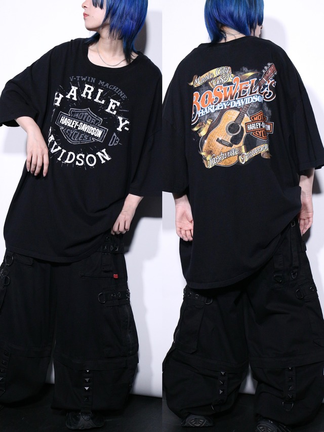 "Harley-Davidson" XXL over silhouette front and back print tee