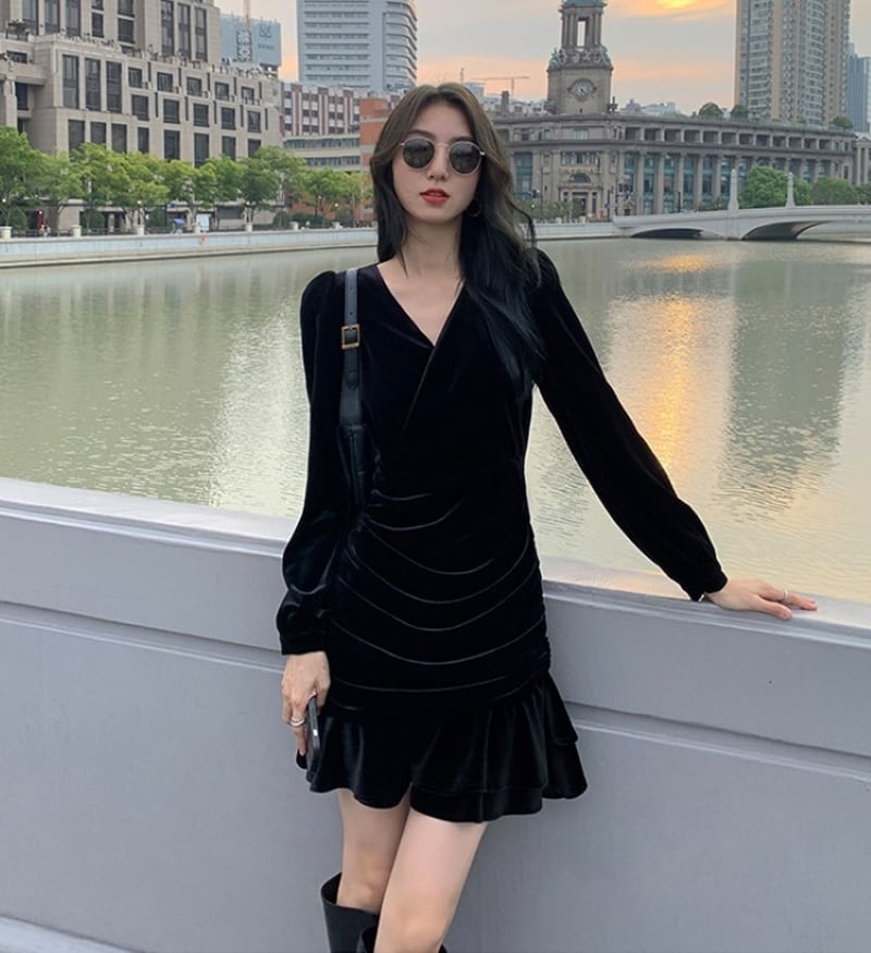 顕様 ベルベットフレアワンピース ベルベットフレアワンピース 顕様 ベルベットフレアワンピース