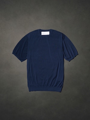 Washable silk Half sleeve T(Navy)