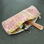 ペンケース　コスメポーチ　ブロックプリント　ベージュ