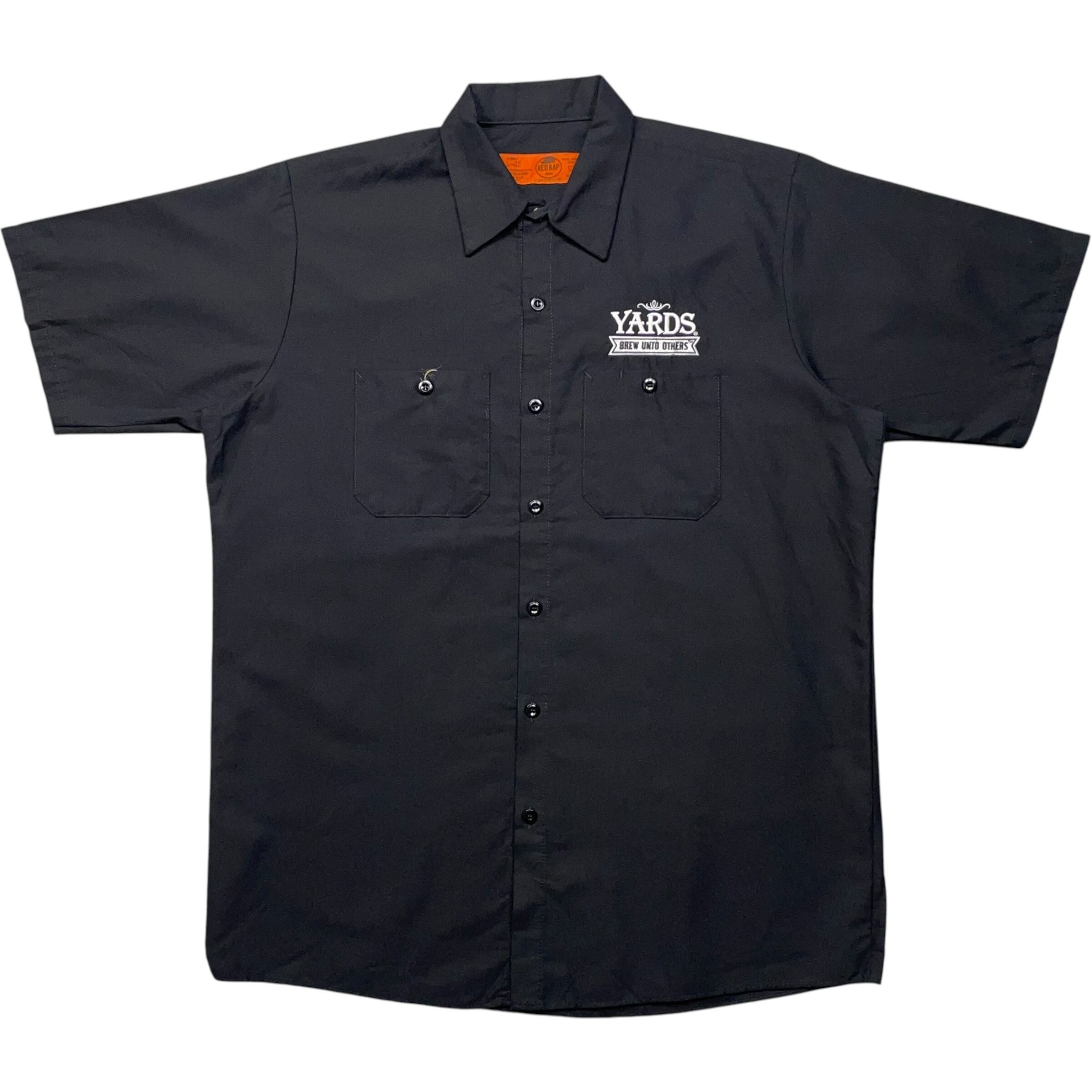 《L》 REDKAP レッドキャップ ワークシャツ 半袖シャツ 企業 刺繍ロゴ ブラック no.6565