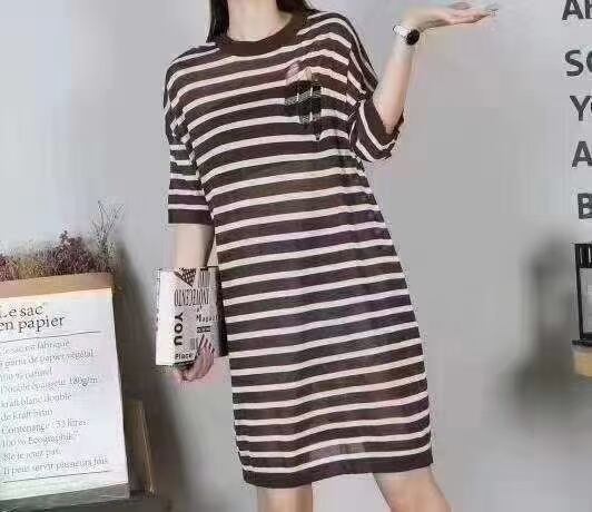 ダメージ加工　ボーダーワンピース　AJ12541-8266