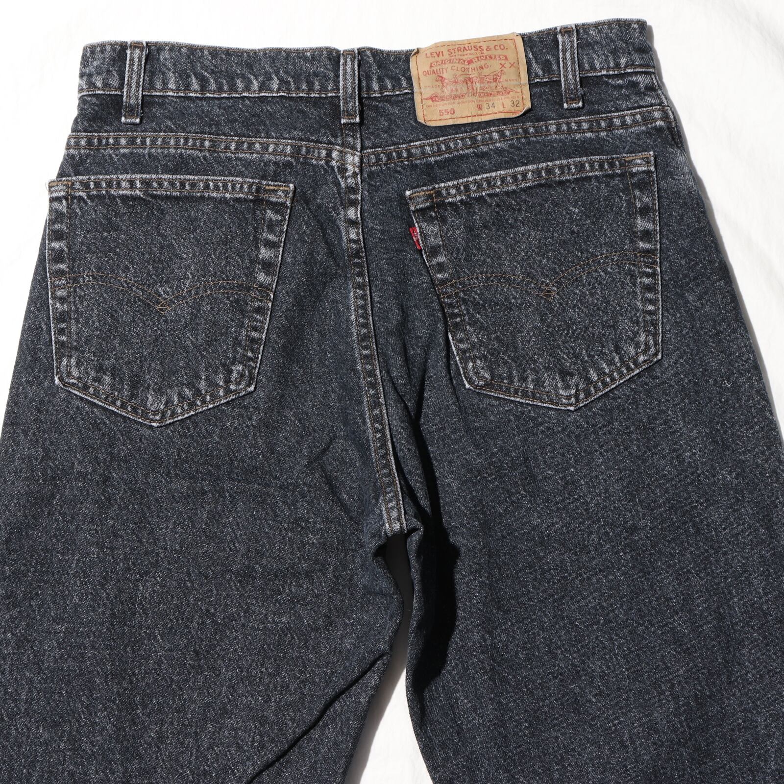 極美品 34×32 Levi's 550 USA 91年 先染め ブラック インディゴ デニム