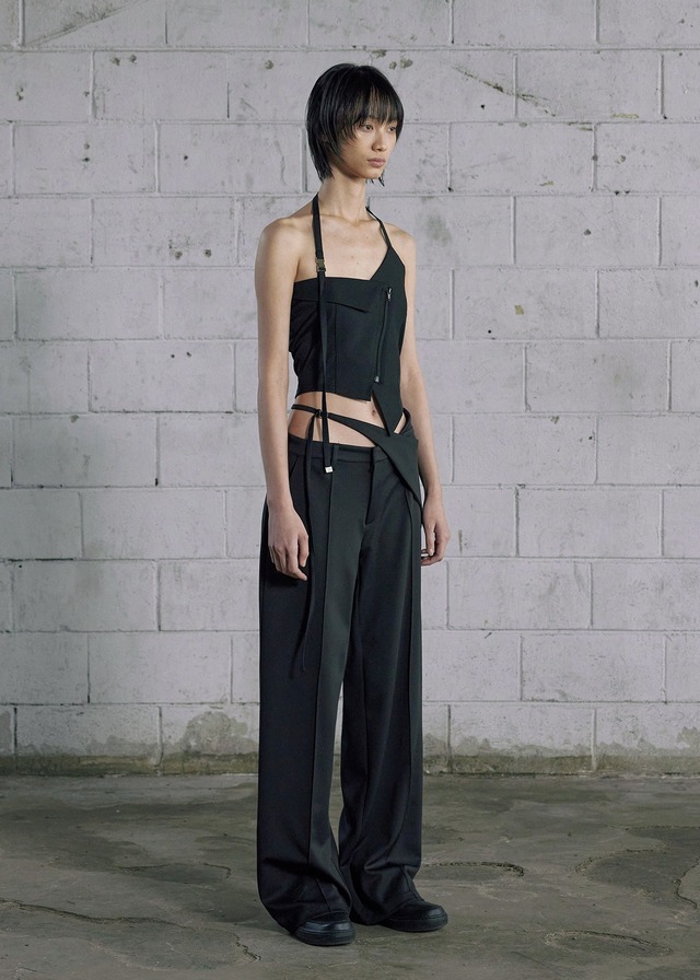 [BOHEMIAN SEOUL] WAIST BELTED WIDE PANTS, BLACK 正規品 韓国ブランド 韓国通販 韓国代行 韓国ファッション bohemseo ボヘミアンソウル 日本 店舗