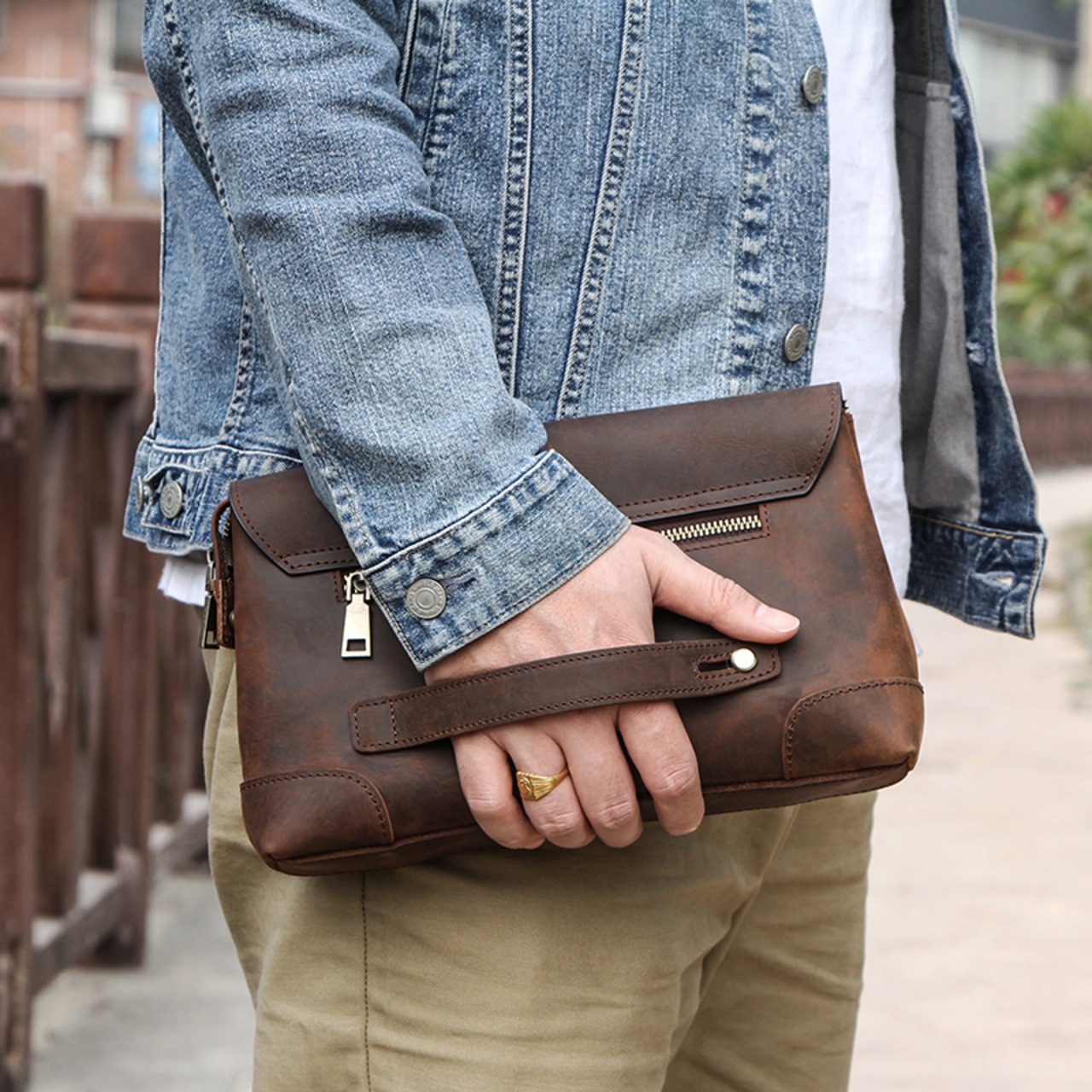 Crazy Horse Leather Clutch Bag / 本革 クレイジーホース レザー クラッチ バッグ
