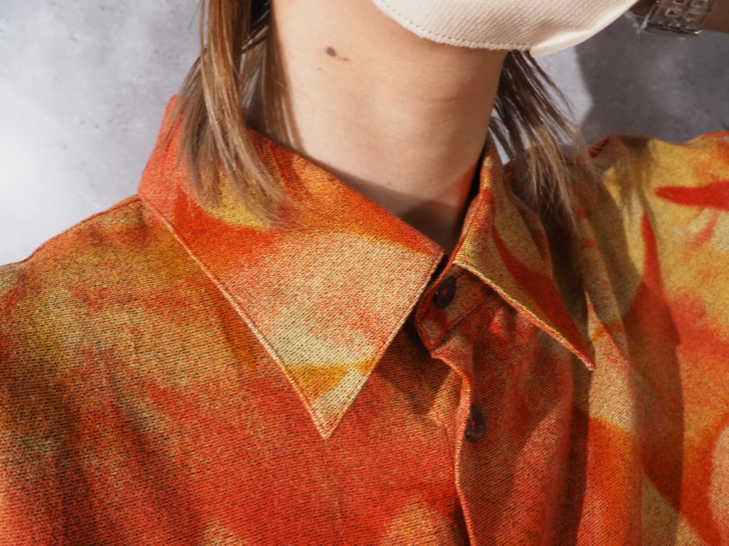 Haupt Flower printed Box silhouette drape shirt (made in Germany)